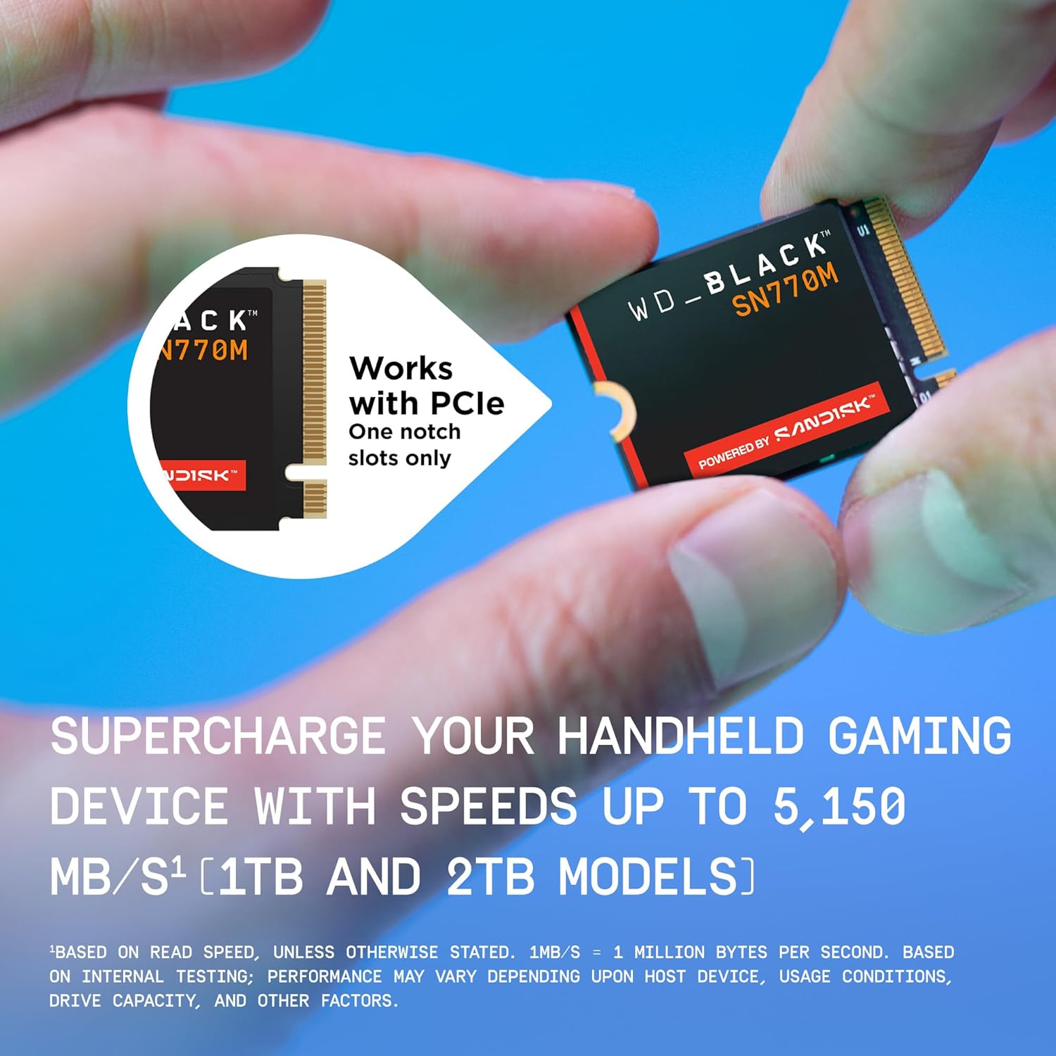 WD_Black SN770M 1TB M.2 2230 NVMeSSD - PCIe Gen 4.0, Speeds up to 5150 MB/s, for Handheld Gaming Devices and Compatible laptops, TLC 3D NAND, Great for Asus ROG Ally, Steam Deck, Microsoft Surface