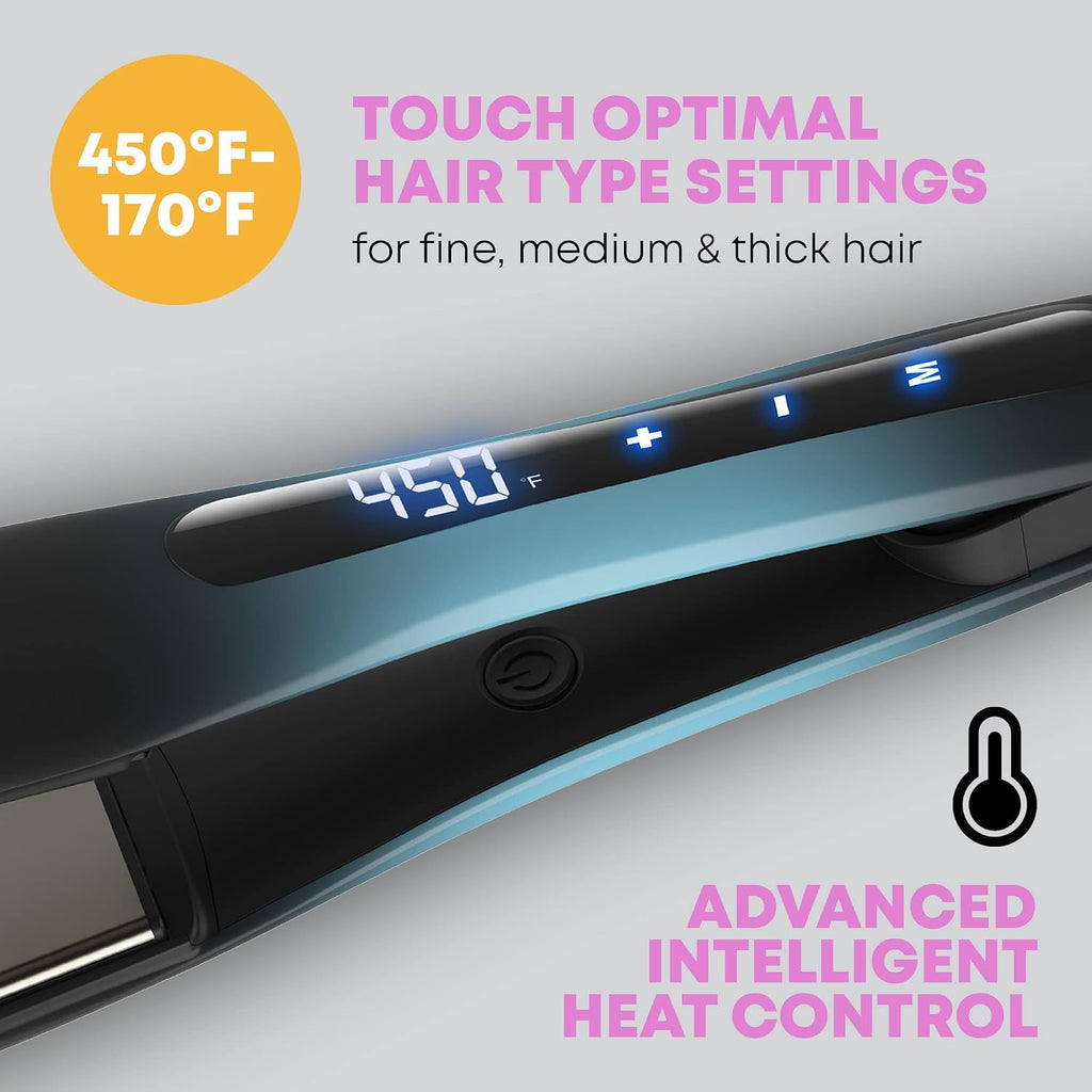 Revamp Progloss Wide Ultra X Shine 1.5-Inch Flat Iron Hair Straightener – Ceramic Hair Straightener with Keratin, Argan & Coconut Oil Infused Ceramic & Ionic Plates, Ideal for Long, Thick, Curly Hair