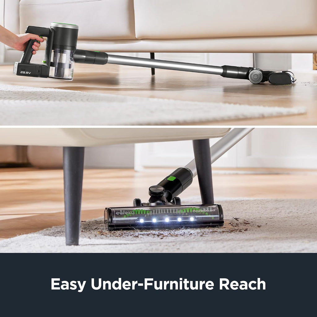 Eureka Lightweight Cordless Stick Vacuum Cleaner Convenient for Hard Floors, Rechargeable Handheld Vacuum Cleaner Portable with Powerful Motor Efficient Suction, RapidClean Ultra NEC370GR, Moss Green
