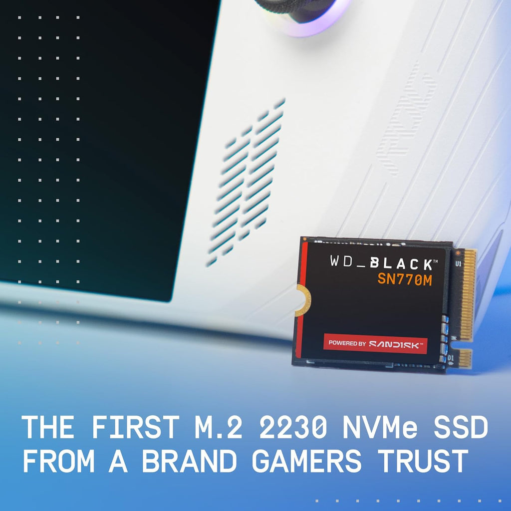 WD_Black SN770M 1TB M.2 2230 NVMeSSD - PCIe Gen 4.0, Speeds up to 5150 MB/s, for Handheld Gaming Devices and Compatible laptops, TLC 3D NAND, Great for Asus ROG Ally, Steam Deck, Microsoft Surface