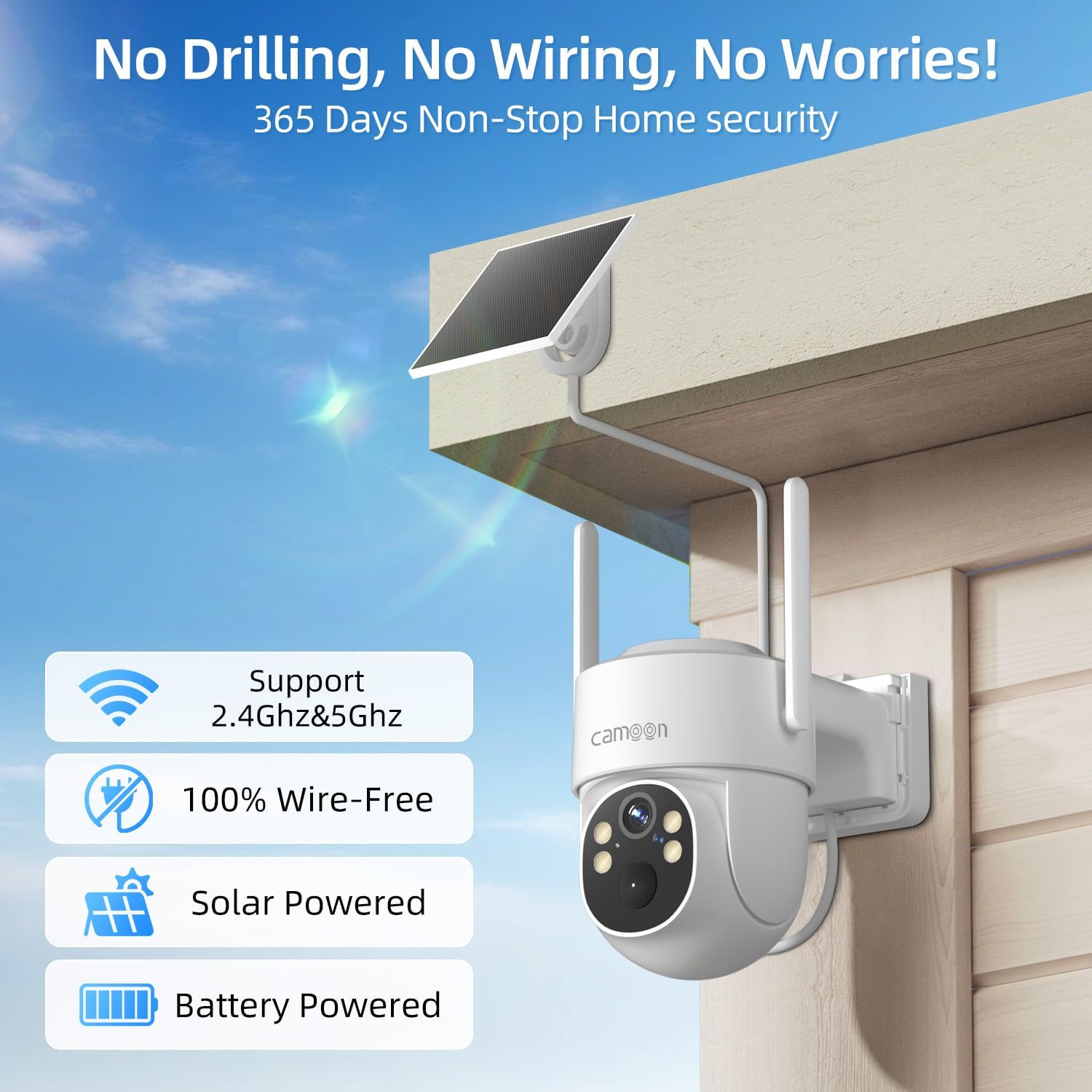 2K Solar Security Cameras Wireless Outdoor, 5/2.4Ghz WiFi Cameras for Home Security, Color Night Vision, Human Detection, Two-Way Audio, SD/Cloud Storage(4 Camera)