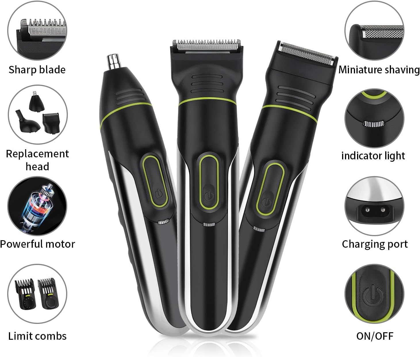 5 in 1 Hair Clippers, Adjustable Beard Trimmer for Men Professional, Cordless Barber and Trimmers Set, Cutting Kit, Electric Shaver for Nose, Ear,Body, Face and Mustache