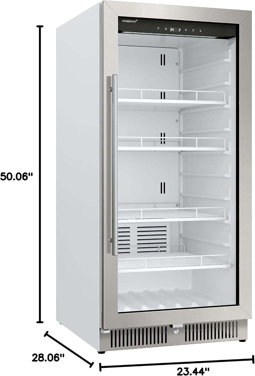 EdgeStar VBM91SS 24 Inch Wide 9.53 Cu. Ft. Commercial Beverage Merchandiser With Temperature Alarm and Reversible Door