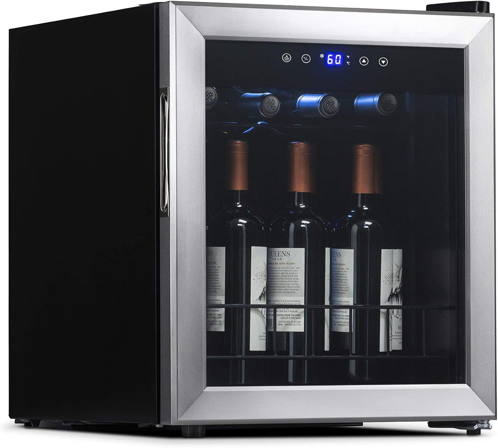 NewAir 16 Bottle Wine Cooler Refrigerator, Freestanding Wine Fridge with Stainless Steel Door, Quiet Compressor Cooling for Red, White & Sparkling Wine, Compact Mini Wine Cellar