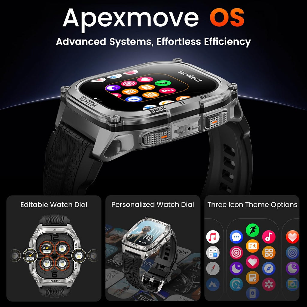 KOSPET Tank M4 Smart Watch for Men, Full Stainless Steel, GPS & Offline Maps,10ATM Waterproof 45m Freediving, 50-Day Battery, Bluetooth Calls, 24/7 Heart Monitor, for Android & iOS