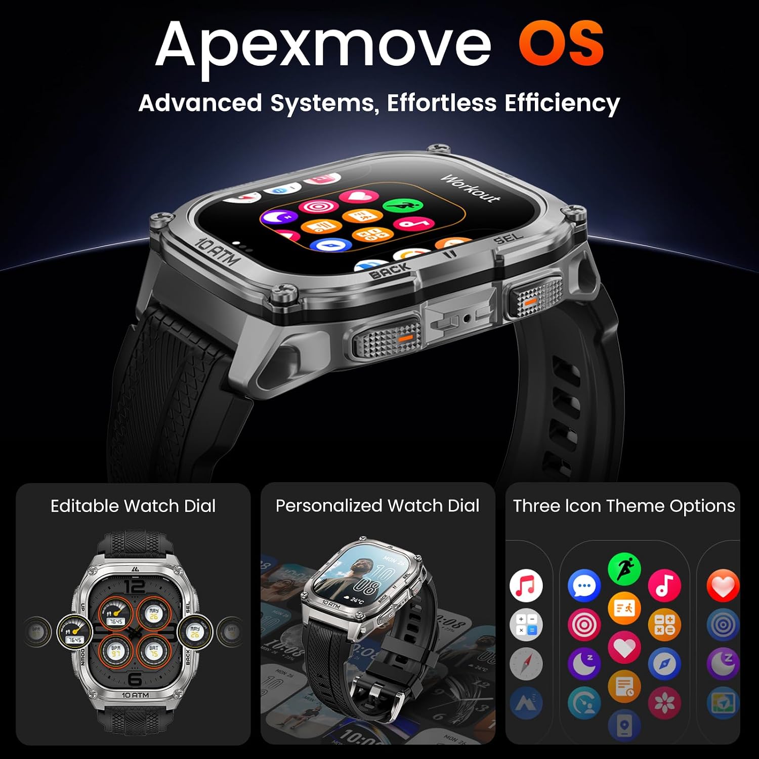 KOSPET Tank M4 Smart Watch for Men, Full Stainless Steel, GPS & Offline Maps,10ATM Waterproof 45m Freediving, 50-Day Battery, Bluetooth Calls, 24/7 Heart Monitor, for Android & iOS