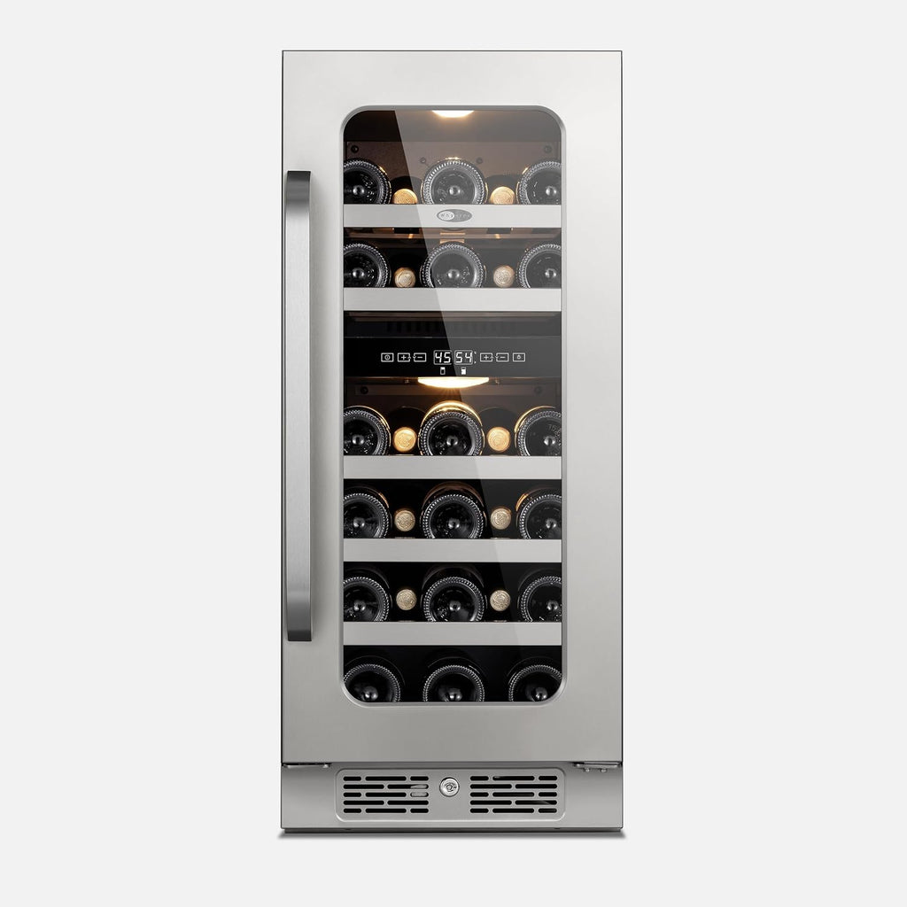 Whynter BSR-029DW 15 inch Built-ln 29 Bottle Undercounter Stainless Steel Wine Fridge with Reversible Door, Digital Control, Lock, and Carbon Filter