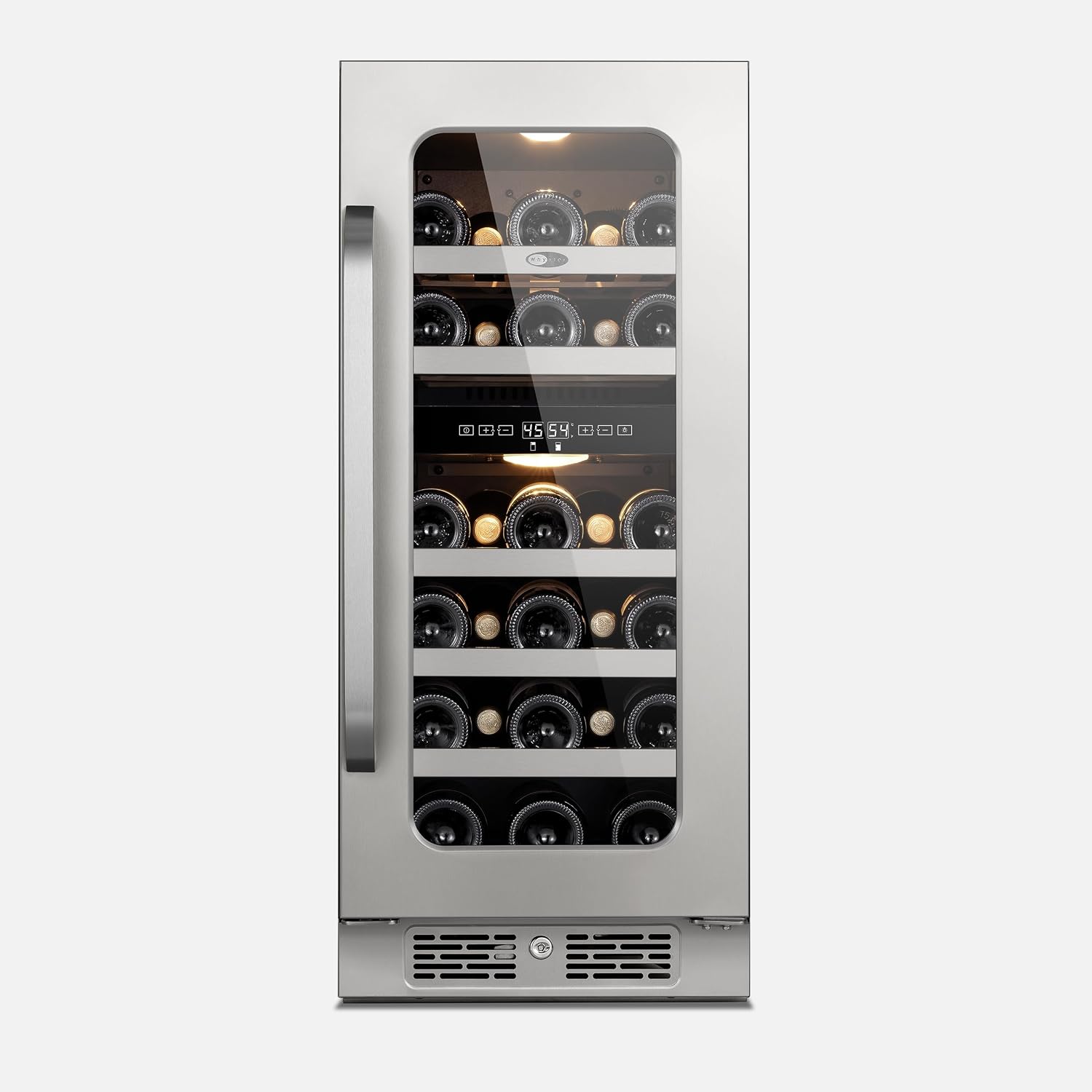 Whynter BSR-029DW 15 inch Built-ln 29 Bottle Undercounter Stainless Steel Wine Fridge with Reversible Door, Digital Control, Lock, and Carbon Filter
