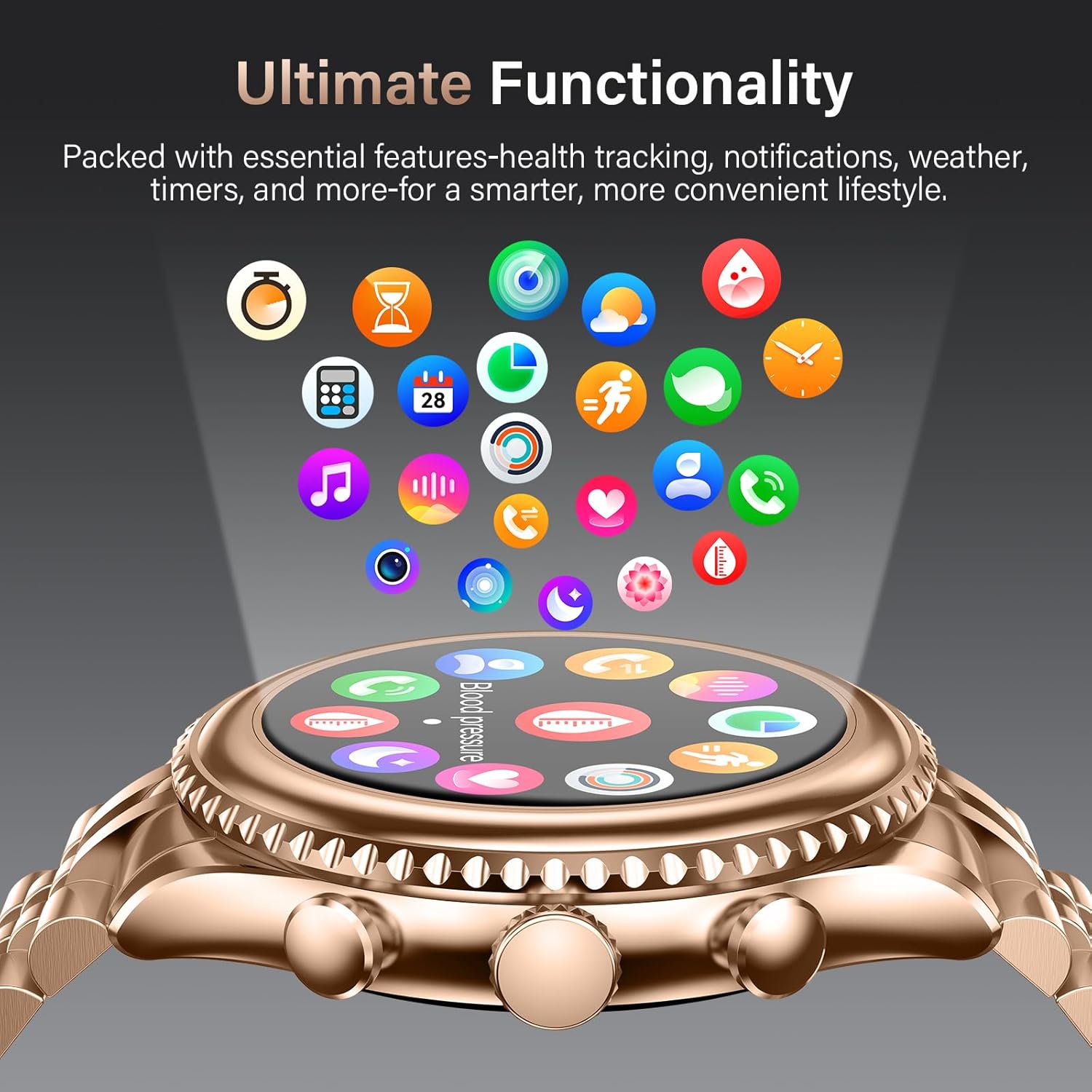 2026 Luxury Smart Watch for Men, Rotating Dial (Axe-Cut Bezel) Smartwatch, 1.32' AMOLED Display, Heart Rate, Blood Pressure, SpO2, Sleep Monitor, Stainless Steel Build, Compatible Android and iOS