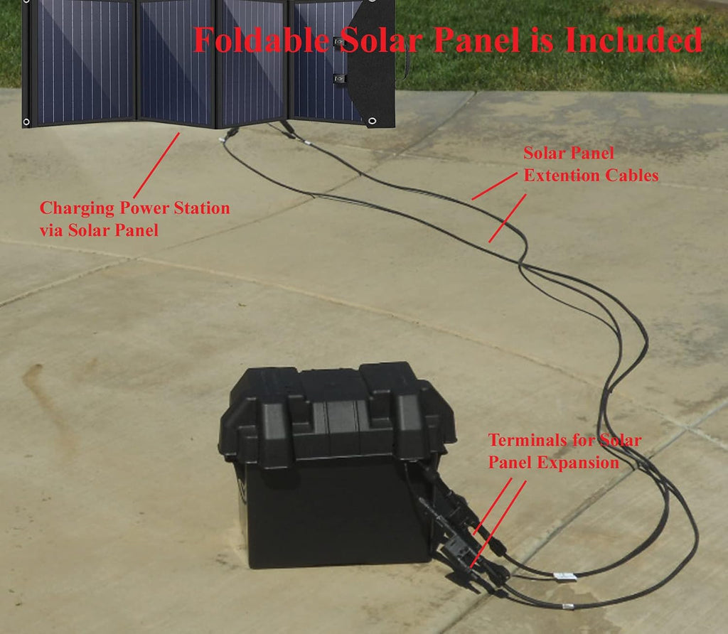 Tektrum Rugged Portable 1500w/3000w Power Source Station, Silent Gas Free Generator, 600Wh/50Ah Battery, Charge Solar/Wall/Car, Emergency, Load Shifting, Plug-N-Play (120w Foldable Solar Panel)
