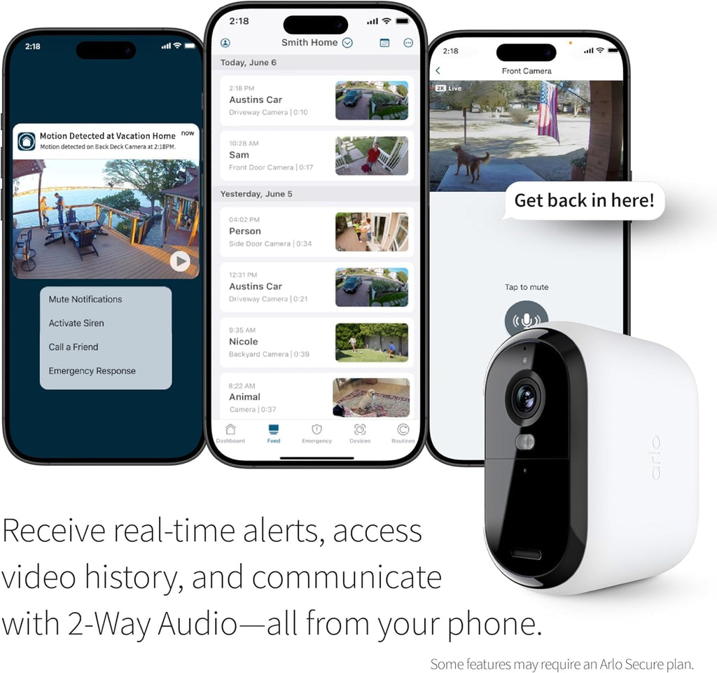 Arlo 3Pack Essential XL Spotlight Camera | 2nd Gen | 2K Color Night Vision, Wireless Security Outdoor Cam | 2-Way Audio | Direct to Wi-Fi No Hub Needed |Live Stream |Motion Activation |Notifications