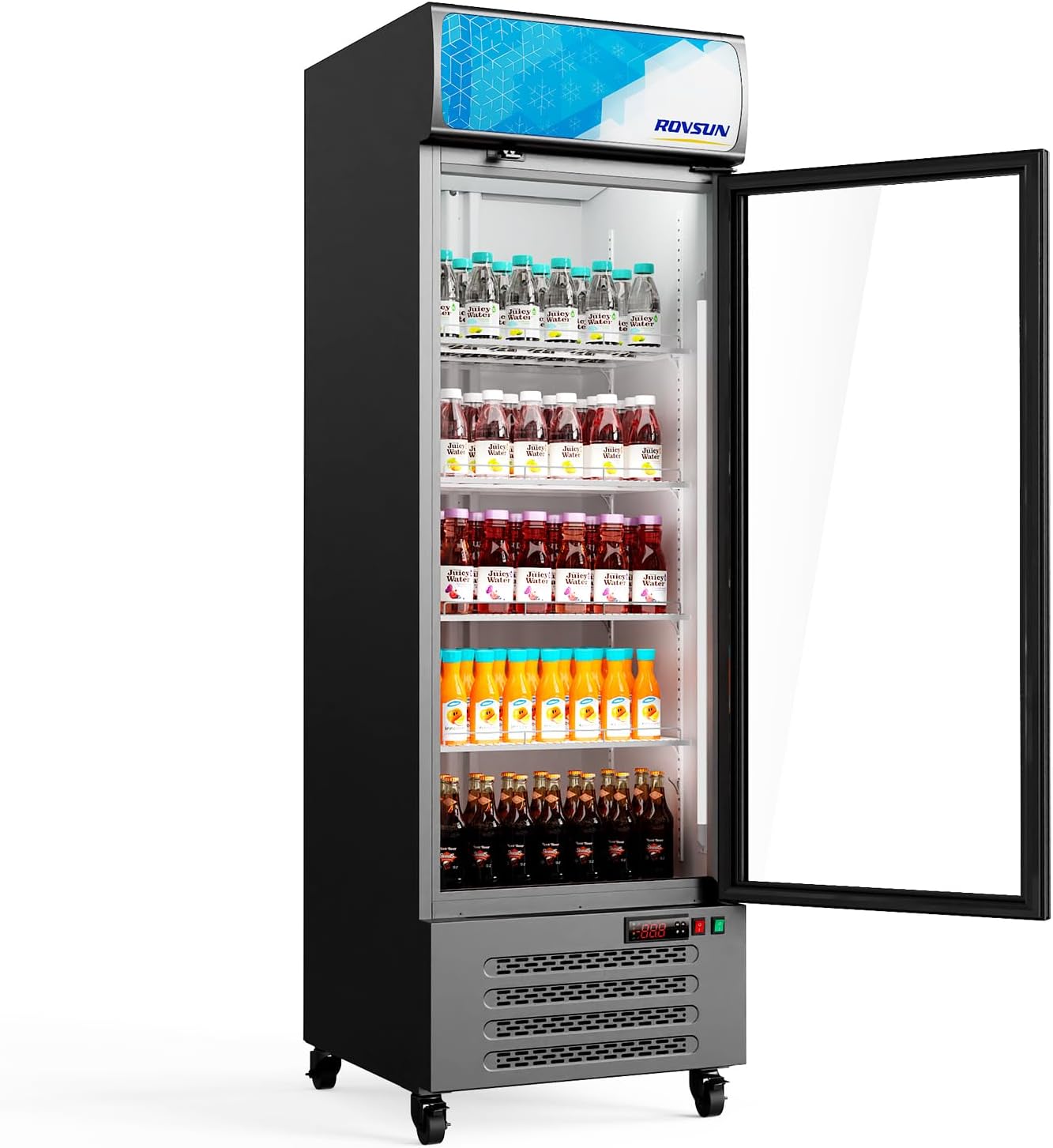 ROVSUN 17 Cu.Ft Commercial Refrigerator Display Refrigerator ETL NSF Certified, Slim Commercial Beverage Cooler Glass Door Merchandiser Drink Fridge w/Adjustable Shelves LED Light for Bar Restaurant