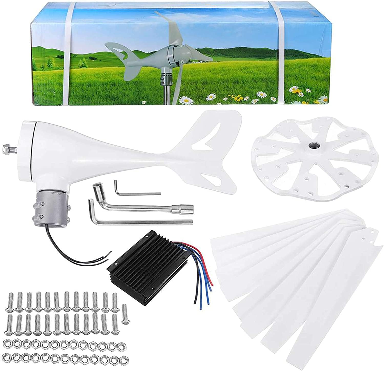 3000W 220V Portable Wind Turbine Generator,3 Phase AC Permanent Magnet Generator Kit Wind Power for Hybrid Solar Wind System(with Controller)