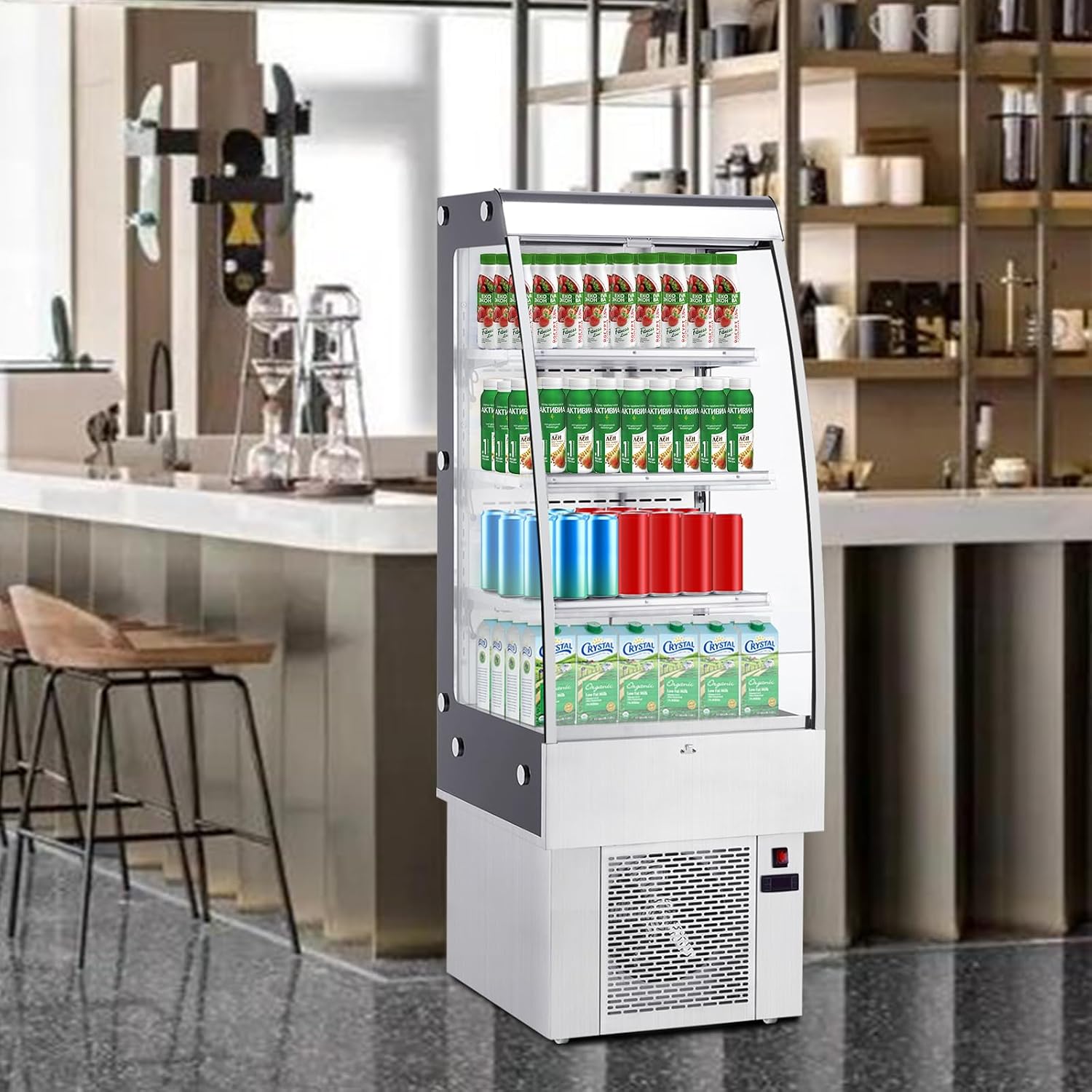 IDEALHOUSE 8.8 Cu.Ft Countertop Commercial Refrigerator Display，Glass Door Cake Fridge，LED Lighting,Adjustable Shelves，White Pastry Cooler