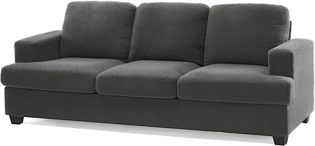 VanAcc 89 inch Sofa, 3 Seater Sofa with Extra Deep Seats, Modern Couch- Comfy Couch for Living Room Apartment Lounge, Grey Bouclé