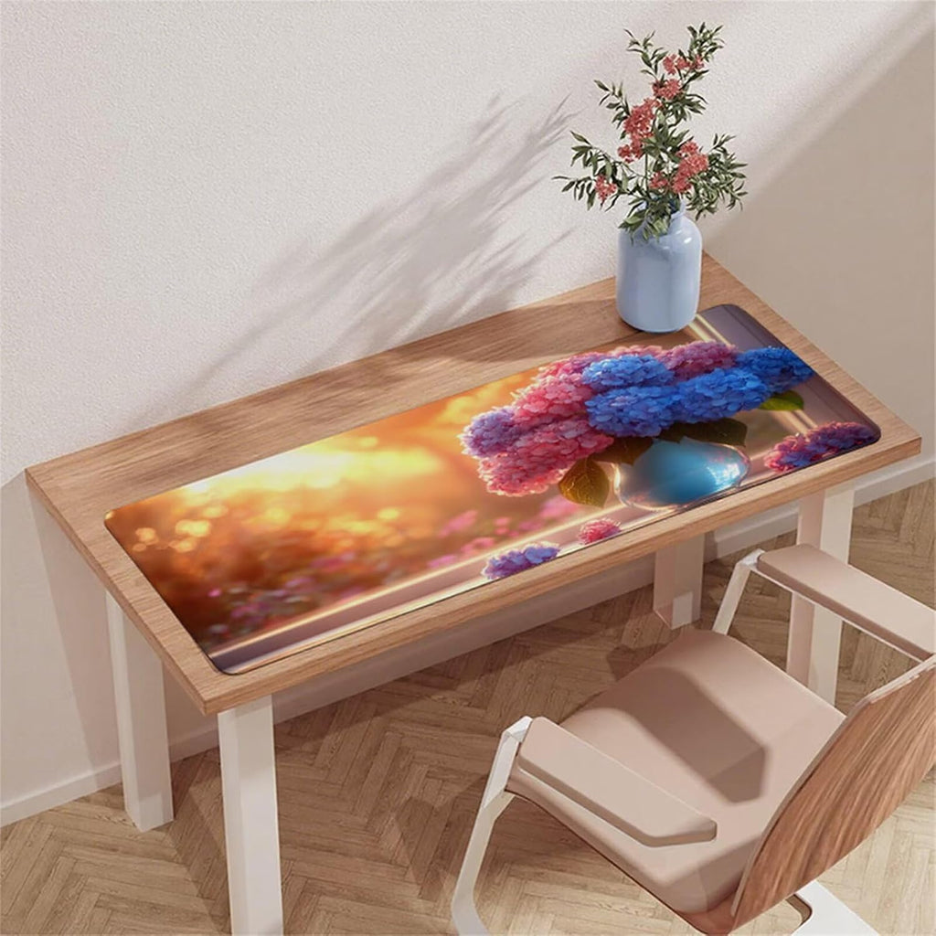 Mouse Pad Orange Color Desk Mat Large 63x31.5in XXL Waterproof Mousepad with Stitched Edges and Non-Slip Rubber Base, Extended Gaming Mouse Pad Sunlight Keyboard Pad for Home Office Decor Gifts F1-49