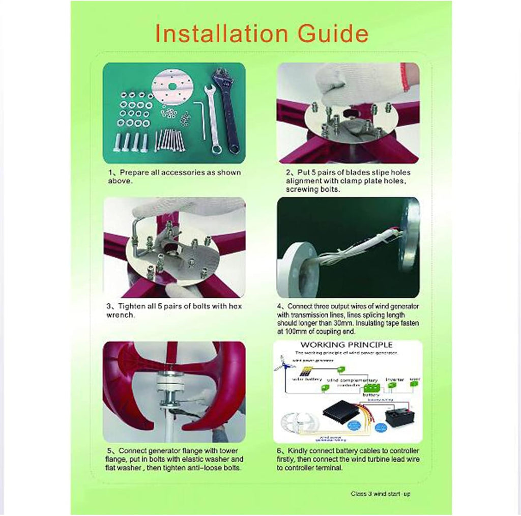 2000W-3000W Vertical Wind Turbine Generator, 3 Phase 5 Blades Home Use Wind Turbine Low Noise for Garden Home,with Controller(12V-220V)