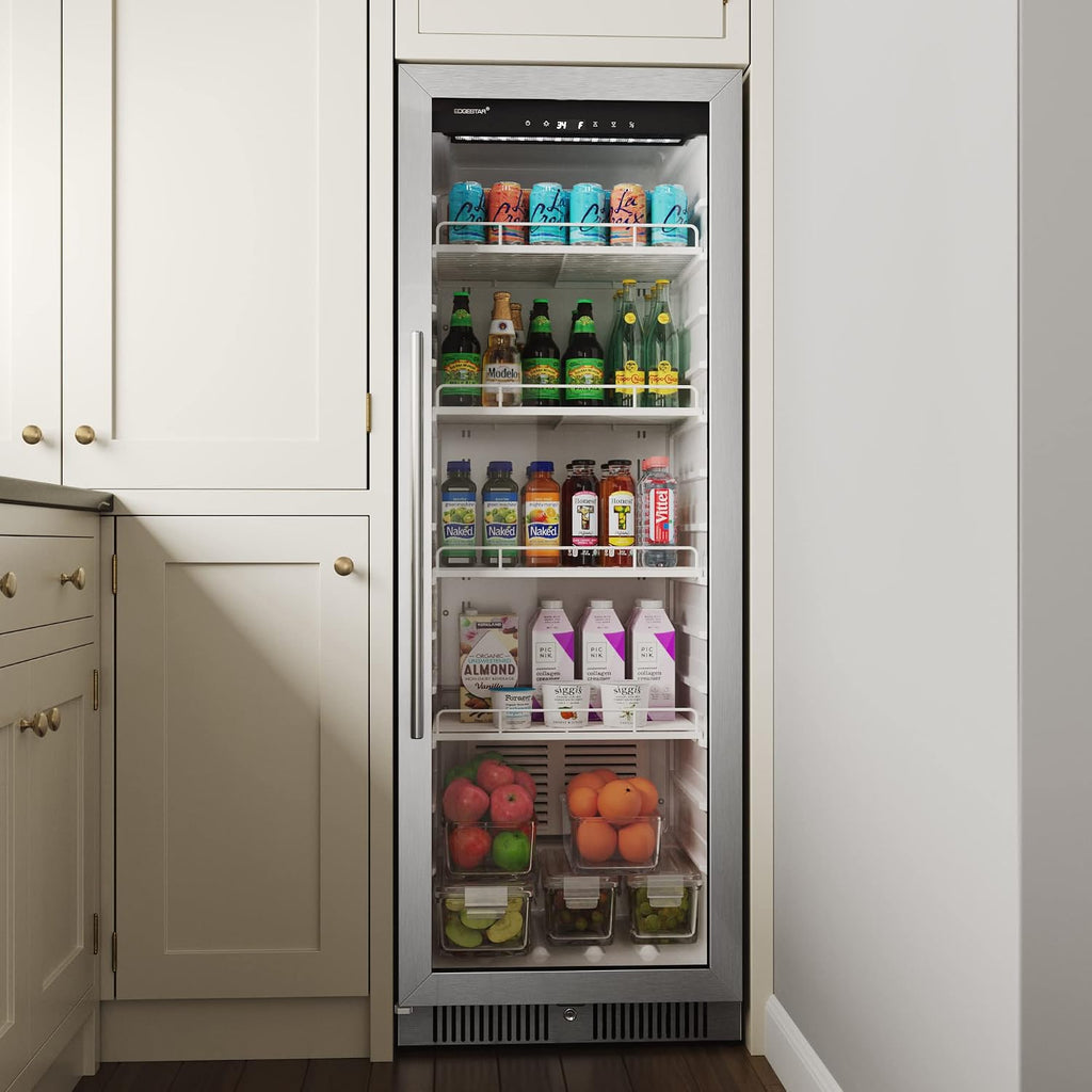 EdgeStar VBM101 22 Inch Wide 10.1 Cu. Ft. Commercial Beverage Merchandiser With Temperature Alarm and Reversible Door - Stainless Steel
