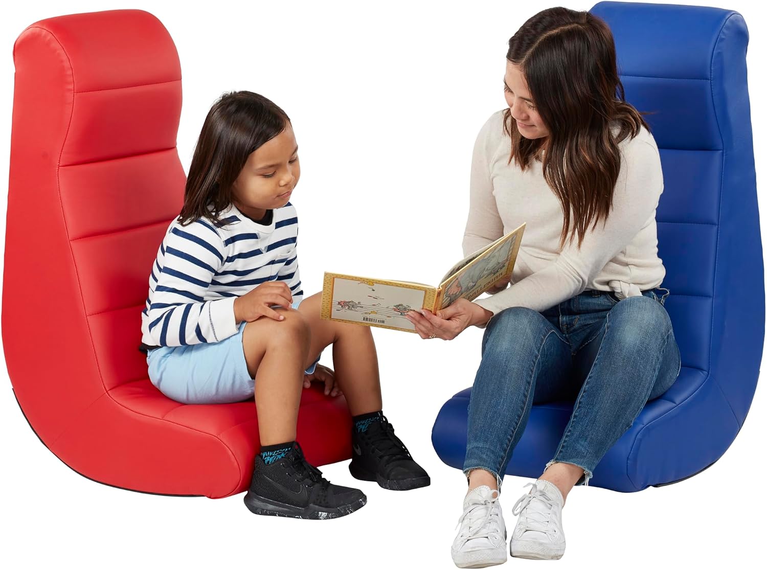Factory Direct Partners Soft Ergonomic Horizontal Soft Floor Video Rocker - Cushioned Ground Chair Great for Reading, Gaming or Watching TV for Kids, Teens and Adults - Blue, 10489-BL