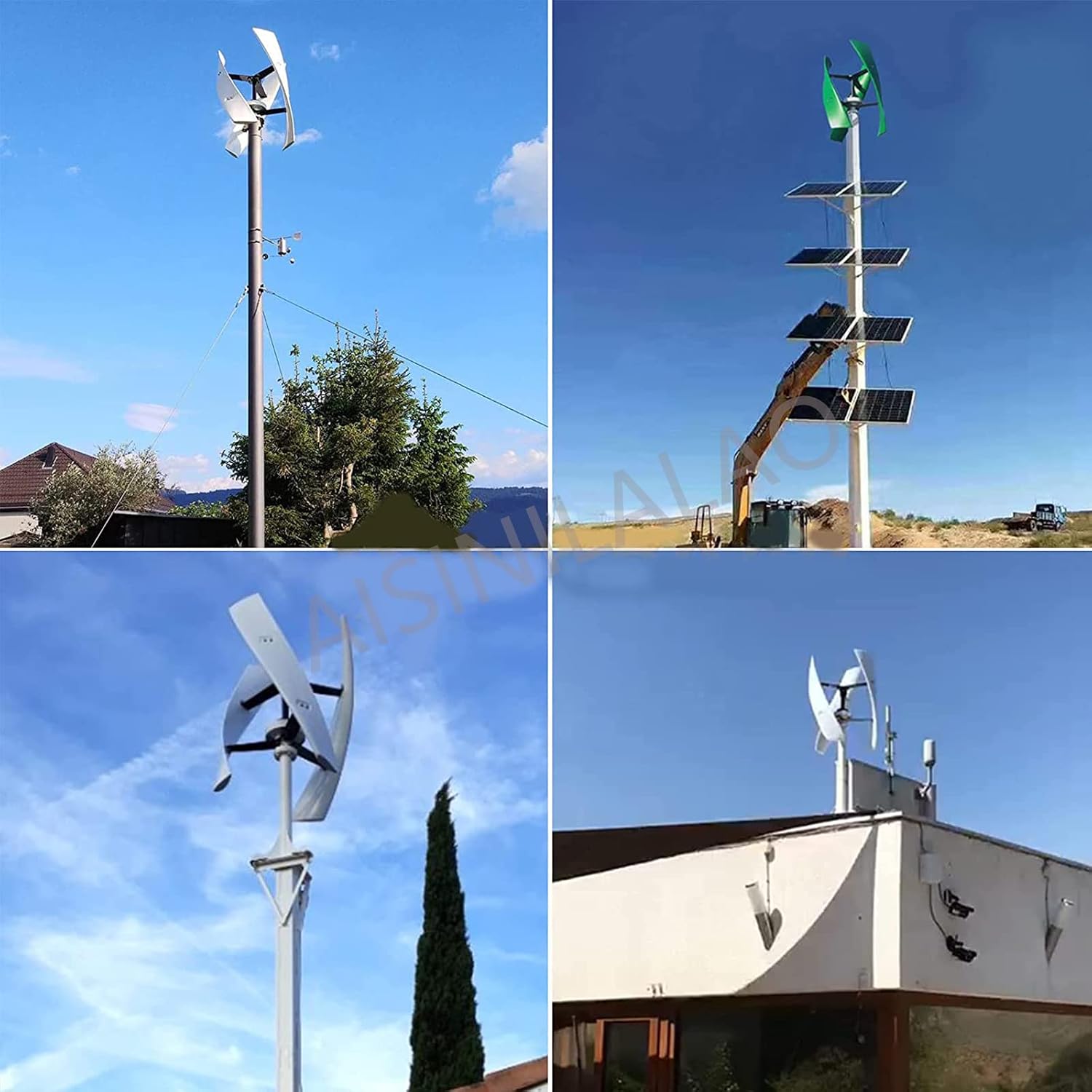 3000W Vertical Wind Turbine Generator, High Efficiency Windmill MPPT Hybrid Solar System Controller Home Use, 12V 24V 48V 220V