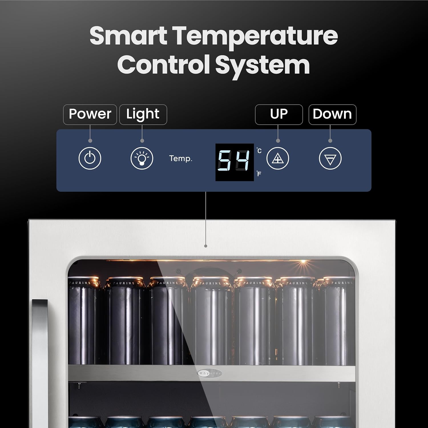 Whynter BSR-140SB 24 inch Built-ln 140 Cans Undercounter Stainless Steel Beverage Fridge with Reversible Door, Digital Control, Lock, and Carbon Filter