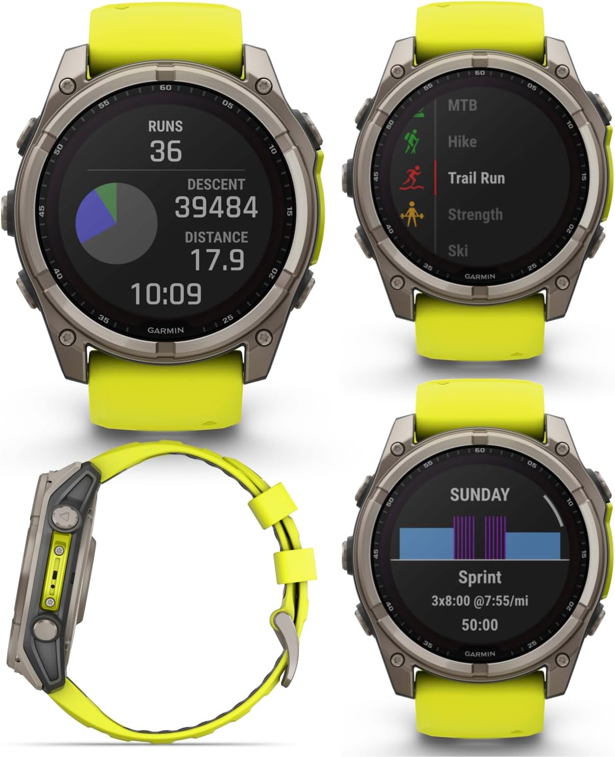 Garmin Fenix 8 – 51 mm, Solar, Sapphire Amp Yellow/Graphite Silicone GPS Smartwatch Black Earbuds Bundle