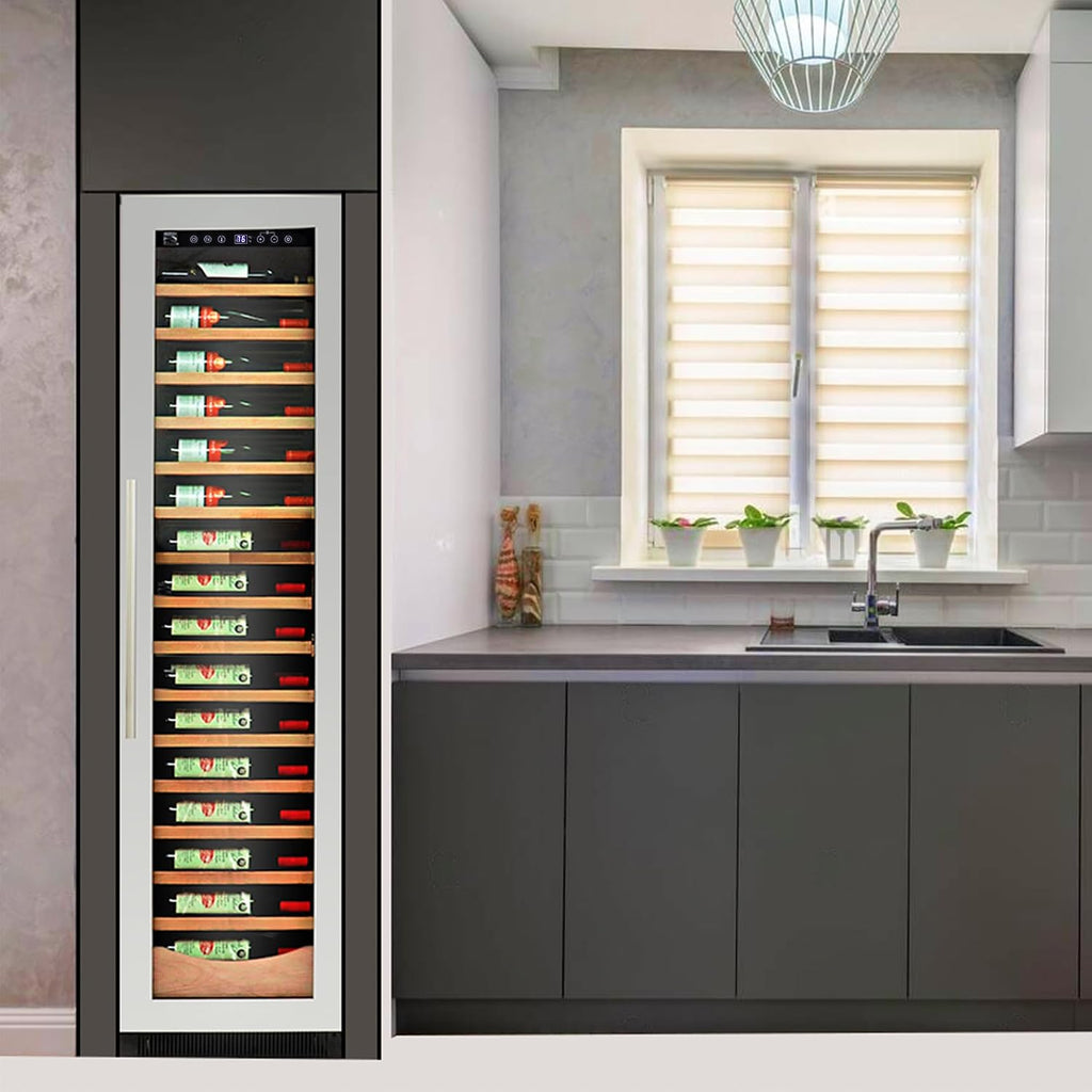 Koolatron Kenmore 112 Bottle Wine Fridge – Freestanding Wine Cooler with Glass Door, 18 inch, Beverage Can Refrigerator, Digital Temperature Control, Ideal for Red, White, Sparkling Wine & Champagne