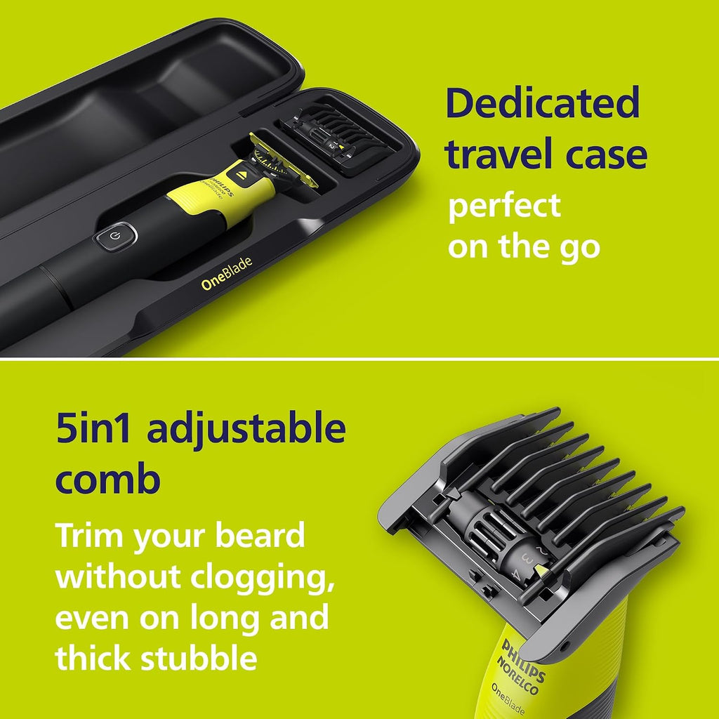 Philips Norelco Travel Groom Duo includes Compact Shaver + OneBlade 360 with Connectivity Face + Body, Electric Beard Trimmer, Shaver and Body Groomer with 5in1 Comb, Body Attachment, Travel Case