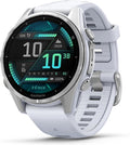 Garmin fēnix® 8 – 43mm, AMOLED, Premium Multisport GPS Smartwatch, Long-Lasting Battery Life, Dive-Rated, Built-in LED Flashlight, Silver with Whitestone Band (Renewed)