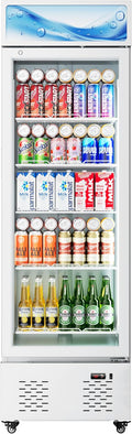 White Commercial Glass Door Display Refrigerator 11 Cu.ft Cooler Beverage Refrigerators with LED Light and 5 Shelves for Cafe Restaurant Store Bar