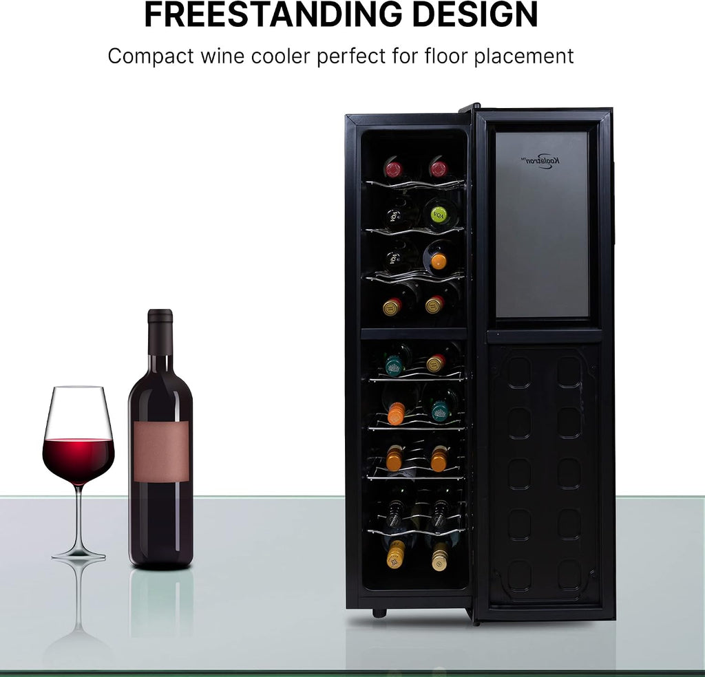 Koolatron Urban Series 18 Bottle Slim Dual Zone Wine Cooler, Thermoelectric Wine Fridge, Freestanding Wine Refrigerator for Home Bar, Kitchen, Apartment, Condo, Cottage