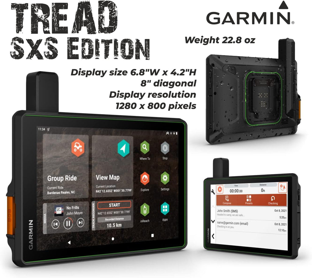 Garmin Tread SxS, GPS Navigator, Ulltrabright Display, Preloaded Topography,Group Ride Radio, inReach Technology with Wearable4U Power Pack Bundle