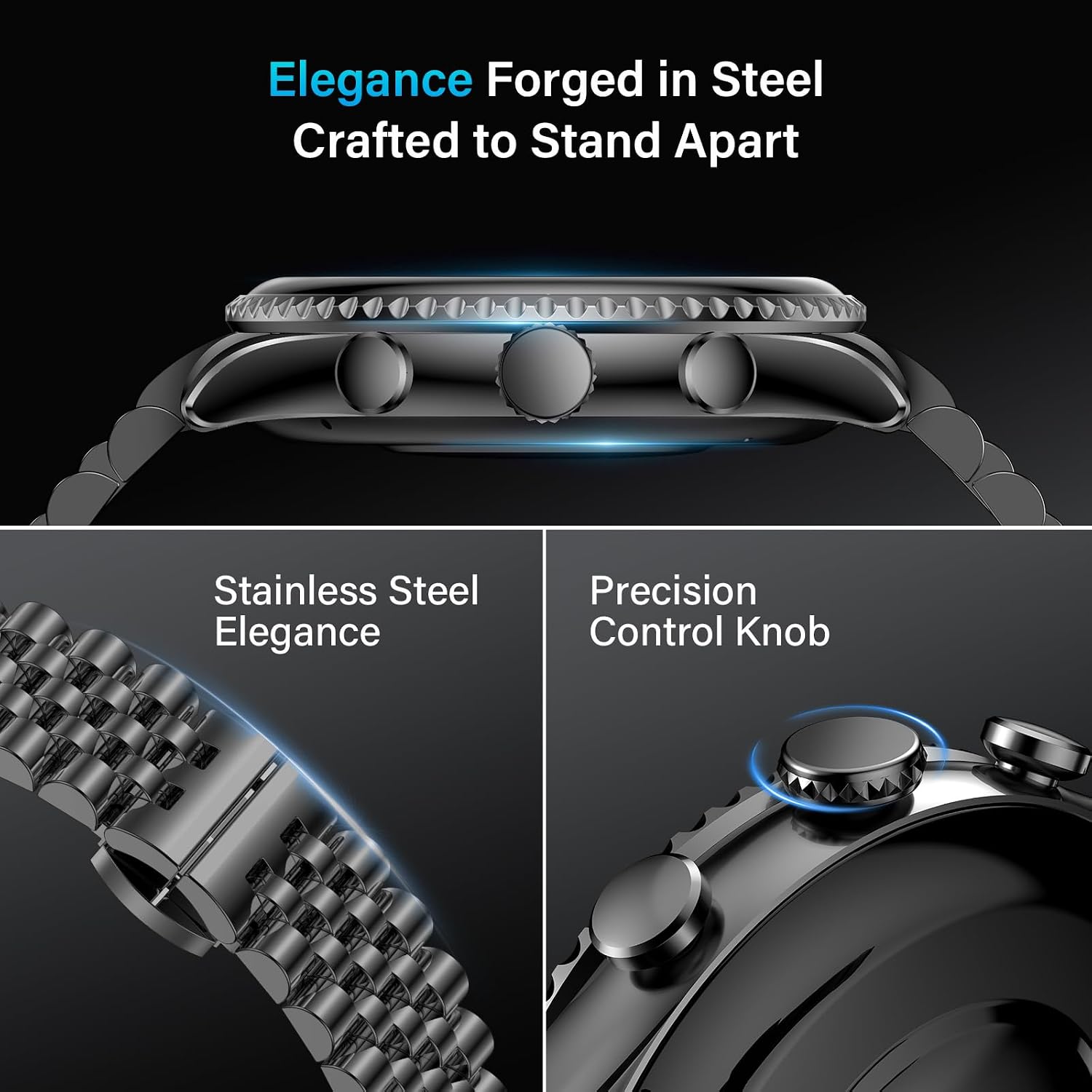 2026 Rotating Bezel Smart Watch for Men with Bluetooth Call, Heart Rate, Blood Pressure, SpO2, Sleep Monitor, Waterproof Round Watch with Encoder Knob, 1.32' AMOLED Display, Compatible Android and iOS