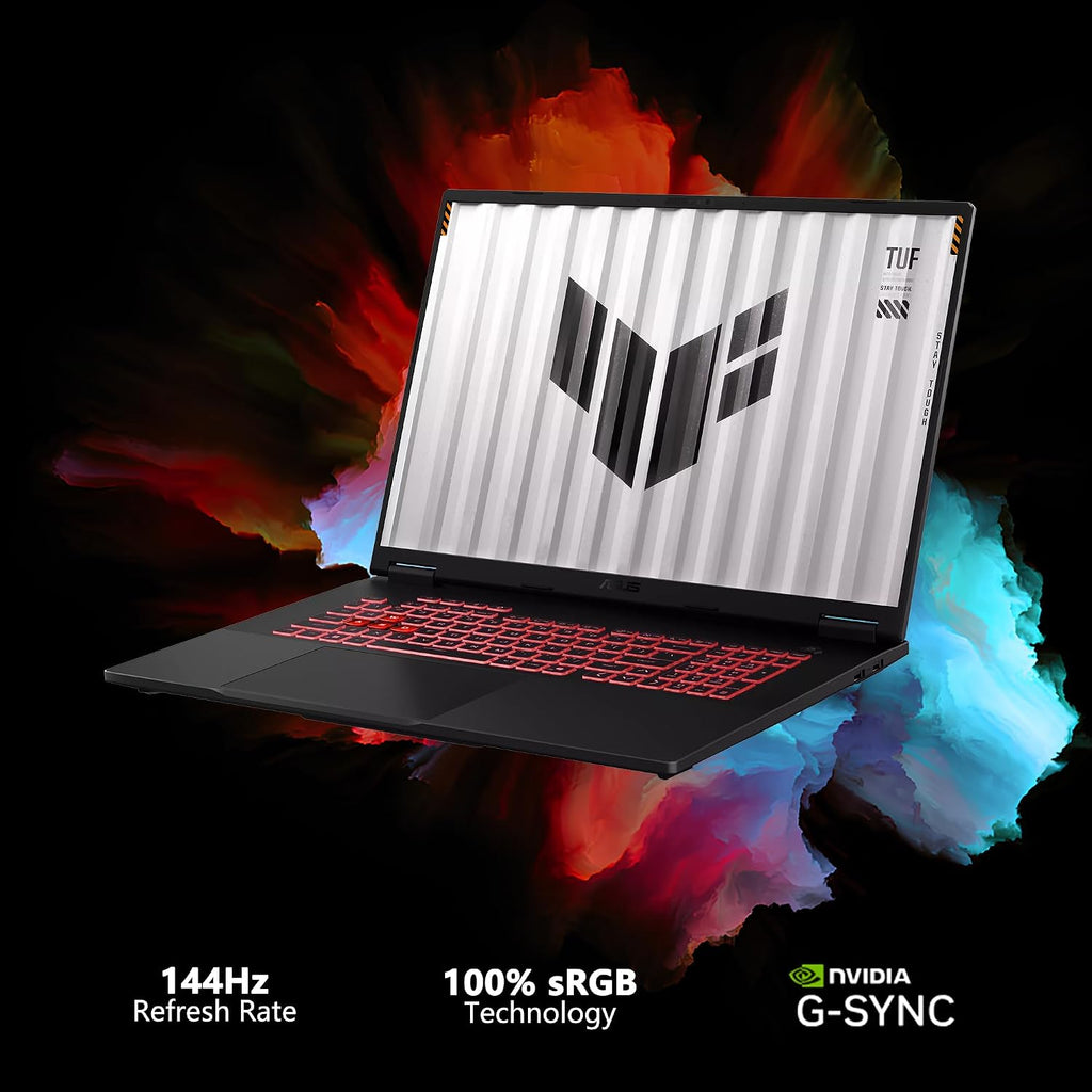 ASUS TUF Gaming A18 AI Laptop 18' WUXGA IPS 144Hz (100% sRGB, GSYNC) AMD 8-core Ryzen 7 260 32GB RAM 1TB SSD GeForce RTX 5060 GDDR7 DLSS4 (Up to 572 AI Tops) RGB Backlit USB4 Win11Pro ICP Hub