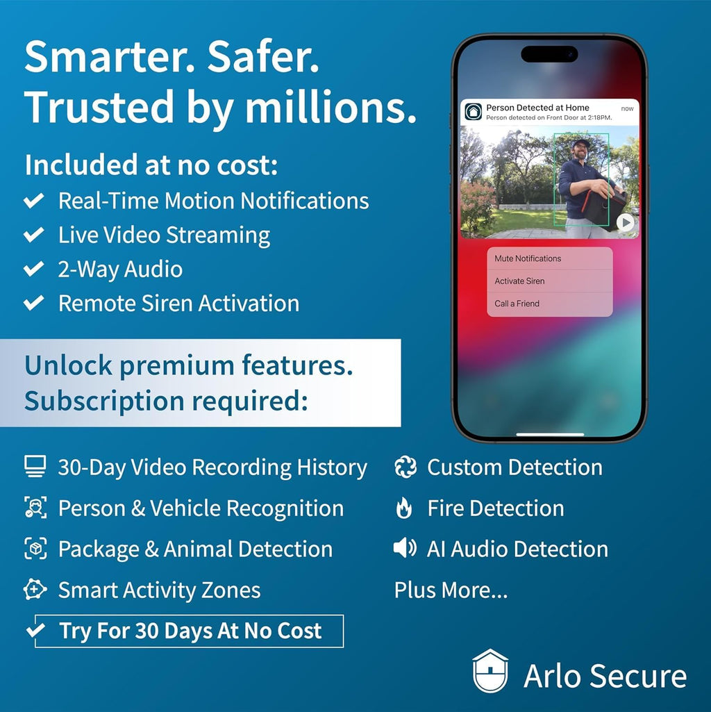 Arlo 3Pack Essential XL Spotlight Camera | 2nd Gen | 2K Color Night Vision, Wireless Security Outdoor Cam | 2-Way Audio | Direct to Wi-Fi No Hub Needed |Live Stream |Motion Activation |Notifications