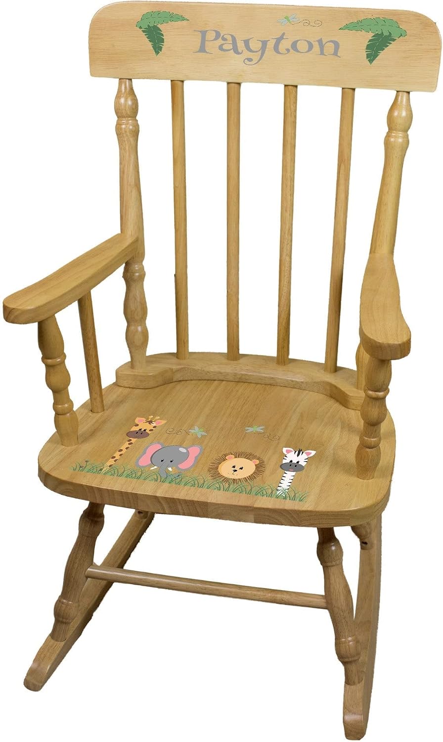 My Bambino Personalized Wooden Rocking Chair for Kids | Natural Childrens Rocking Chair (Safari) | Custom Name Toddler Chair | Baby Shower & Birthday Gift