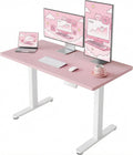 HUANUO Electric Standing Desk,48' x 24' Height Adjustable Desk, 4 Memory Height Settings, Sit to Stand Up Desk for Home Office, with Headphone Hook, Cable Manager, Pink