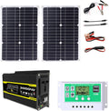 3000W Solar Inverter System Kit with 50W Waterproof Foldable Solar Panel 50 A Solar Charge Controller Complete Power Kit with 2 USB Ports 1 Outlet Home Grid System(Black,12v-220v)