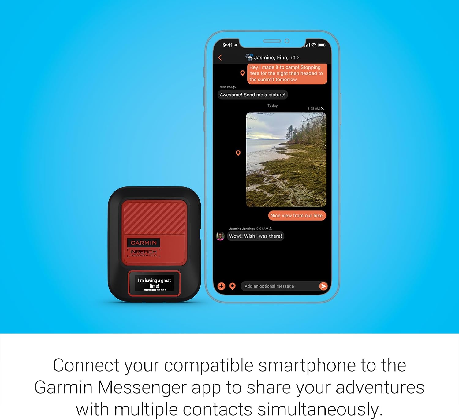Garmin inReach® Messenger Plus, SOS Satellite Communicator with Photo, Text & Voice Messaging Without Cell Service, Long Battery Life, Durable, Temperature-Resistant, Water-Resistant (IPX7) Design