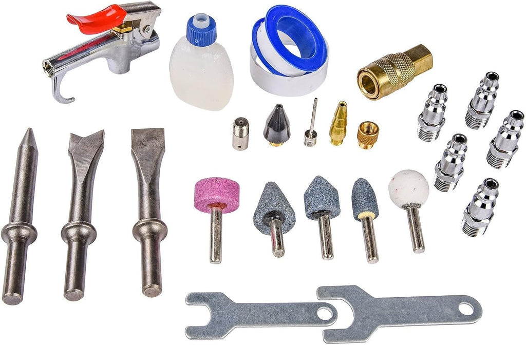 JEGS 81151 Air Tool Kit Includes Impact Wrench Ratchet Wrench Hammer Die Grinder