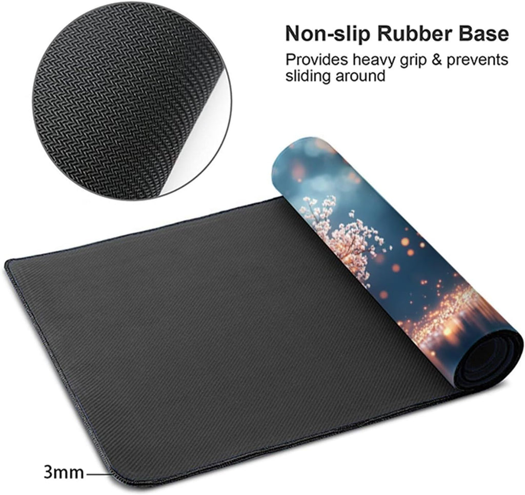 Tree Mouse Pad, Gaming Mouse Pad 64x32in, Desk Mat with Stitched Edges, Large Mousepad Waterproof, Gaming Accessories Keyboard Mat, Office Desk Accessories, for Gamer Computer Office Home, Pink A-7973