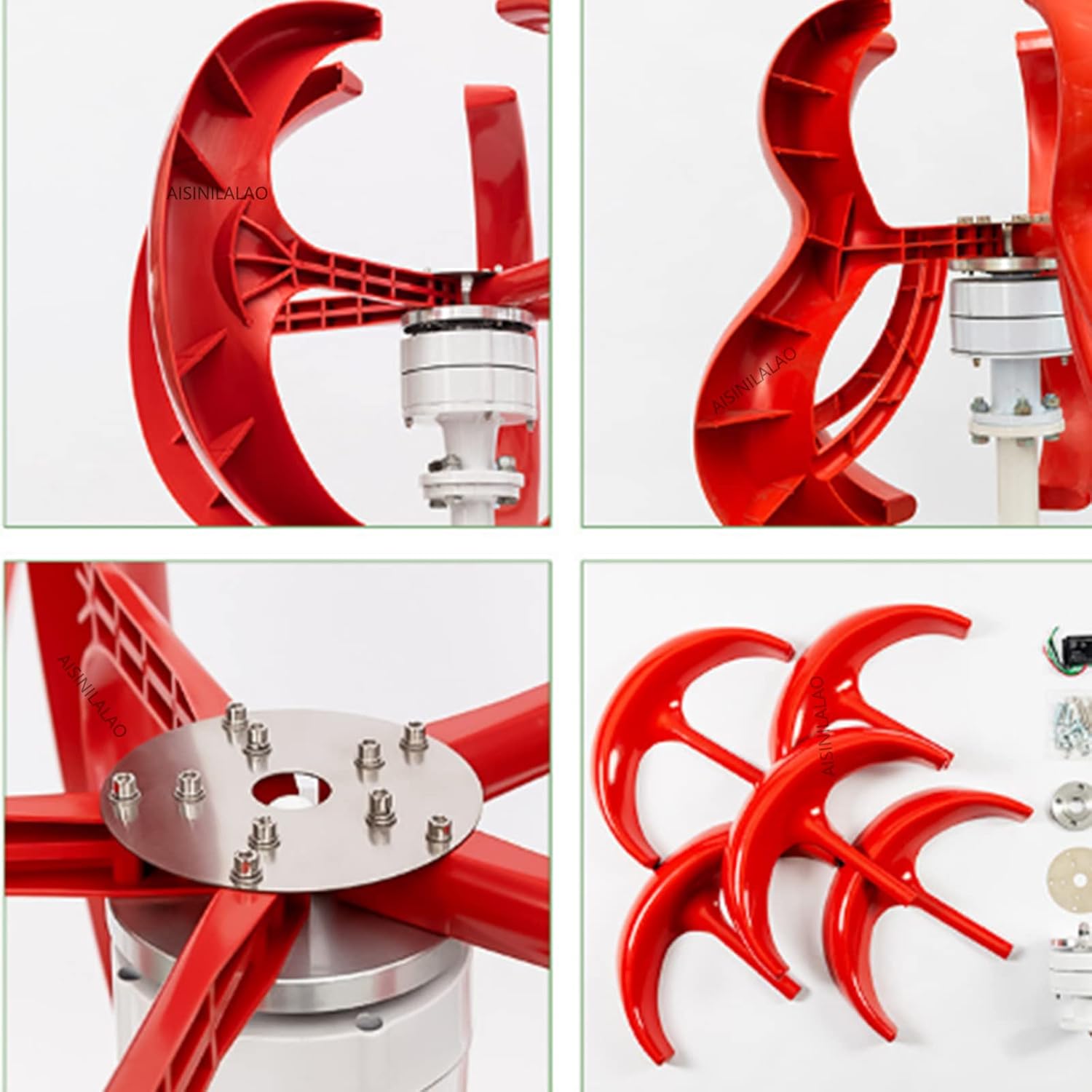 3000W No Noise Wind Power Turbines Generator Kit, 12V 24V 48V 5 Blades Windmill Lantern Vertical Axis Wind Turbine Generator for Home Hybrids Streetlight