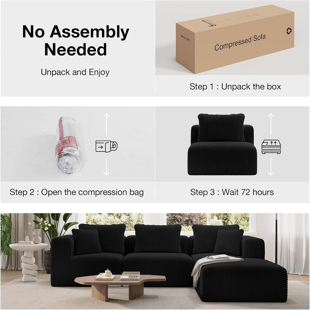 Novilla 141' Modular Sectional Sofa, Modern Cloud Sectional Couch with Smarts Coil® Support, U-Shape Boneless Couch for Living Room Apartments Bedroom, No Assembly Required (4 Seat w/ 2 Ottoman)
