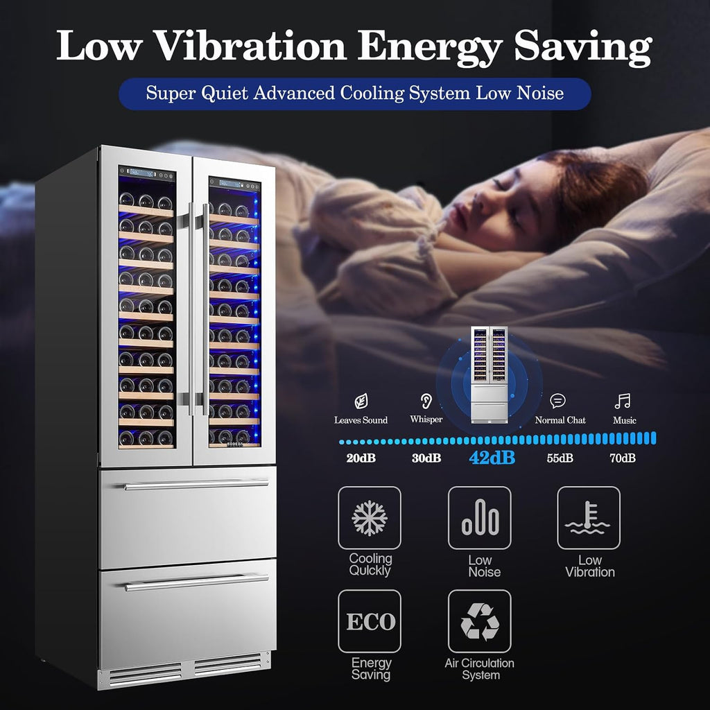 BODEGA BODEGACOOLER Wine and Beverage Refrigerator, 30 Inch 2 IN 1 Dual Zone Wine Cooler,Built-in or Freestanding Beverage Cooler, Soft LED Light Hold 120 Bottles and 234 Cans