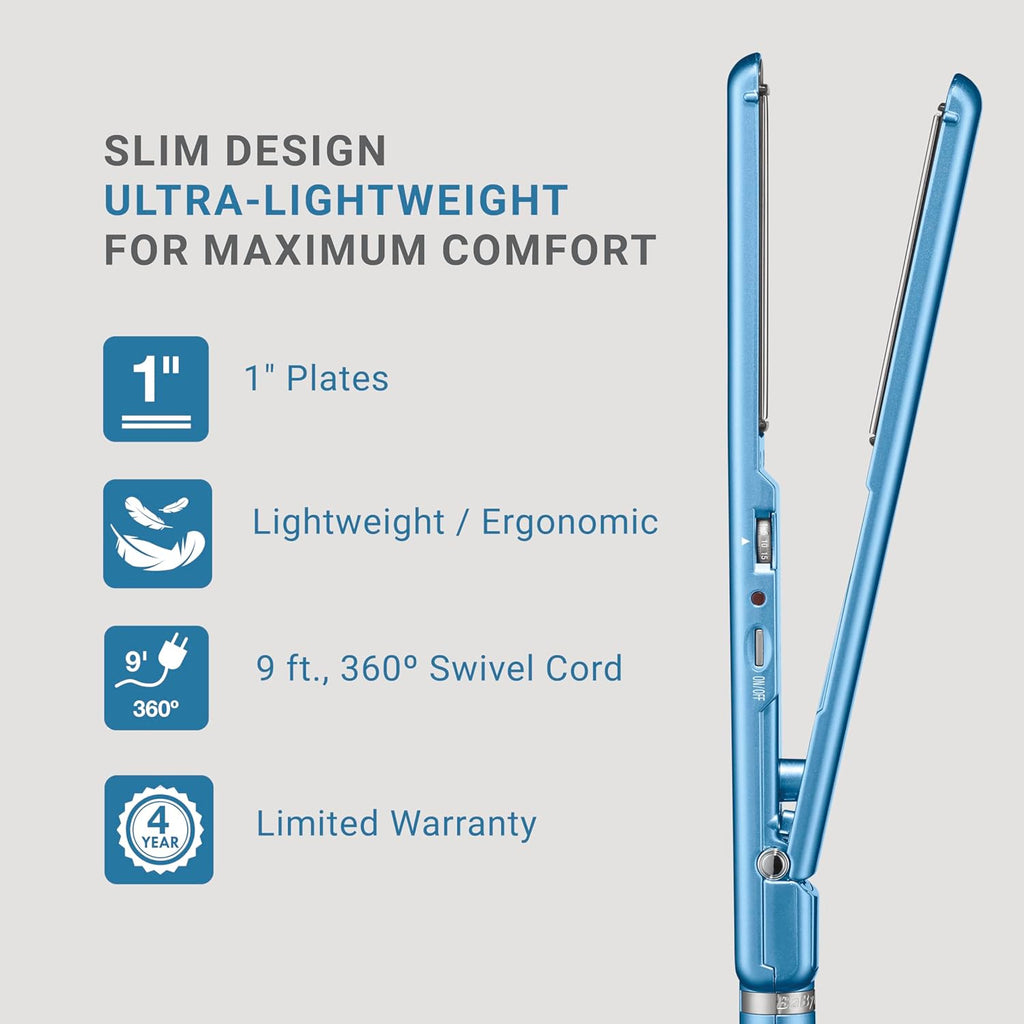 BaBylissPRO 1' Ultra Thin Flat Iron, Hair Straightener, Shorter Plates