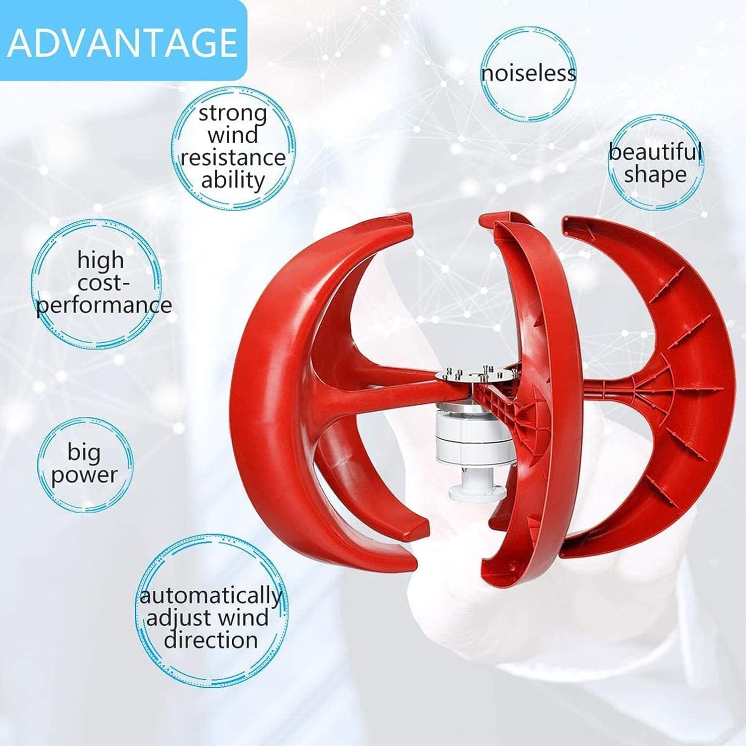 Wind Turbine Generator 3000W VAWT 5 Blades Vertical Axis Wind Turbine Low Wind Speed Start, Home Wind Generator with Charge Controller