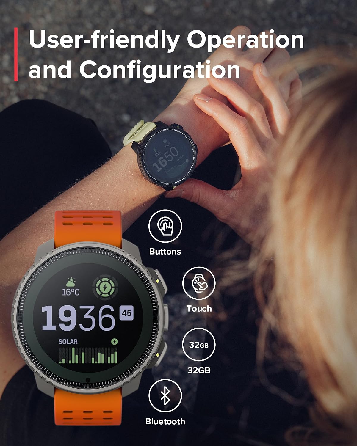 SUUNTO Vertical GPS Adventure Watch, Activity Tracker w/Dual-Band GNSS & Offline Maps, Supports 95+ Sports, Training Metrics & Recovery Insights, Solar Charging Opt. for 1yr Daily Use