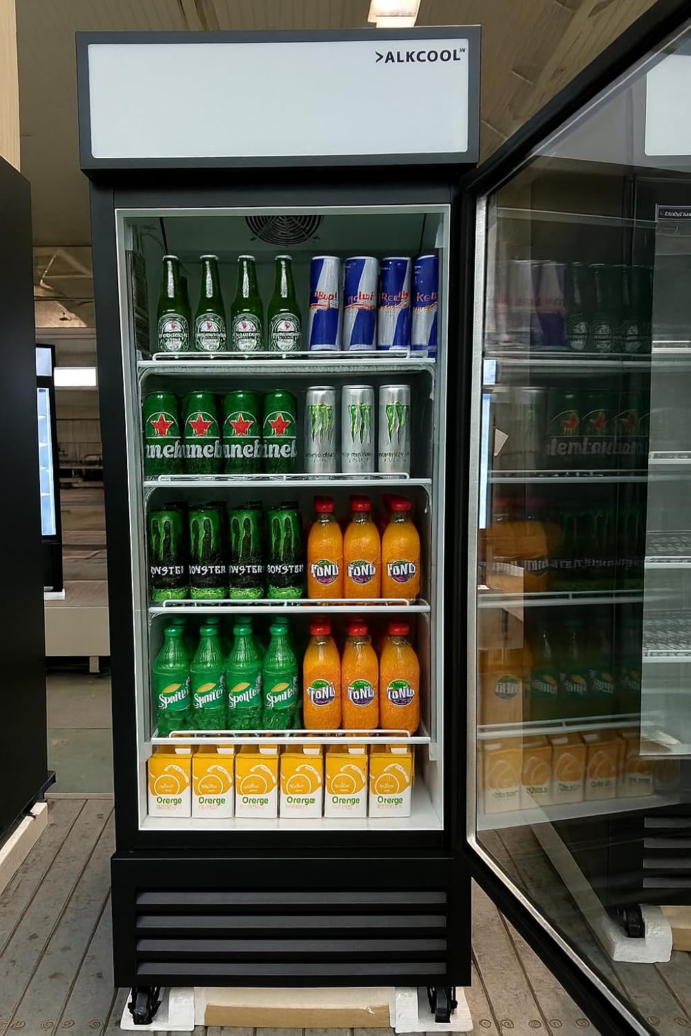Commercial Beverage Refrigerator Display Fridge,16.5Cu Ft Small Single Glass Door Merchandiser Drink Cooler with LED Light Adjustable Shelves,ETL and NSF Approval