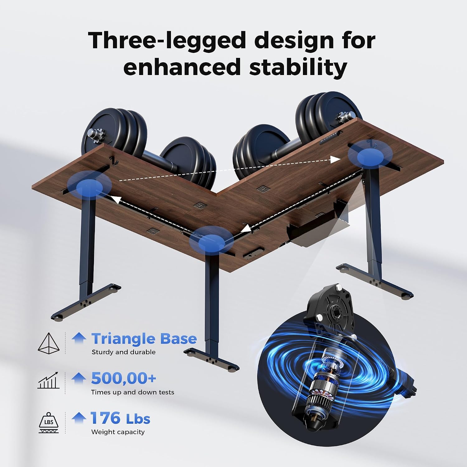 Agilestic Electric L Shaped Standing Desk 63 x 48 Inch with Power Outlet, Height Adjustable Corner Stand up Desk with Cable Management,Sit Stand Home Office Workstation with Splice Board, Dark Walnut
