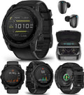 Garmin Tactix 8, 51mm Solar, Elite, Titanium Bezel, Sapphire Lens, Premium Tactical GPS Smartwatch, Includes Applied Ballistics Ultralight Elite Solver, 40 M Dive Rating w Earbuds Bundle